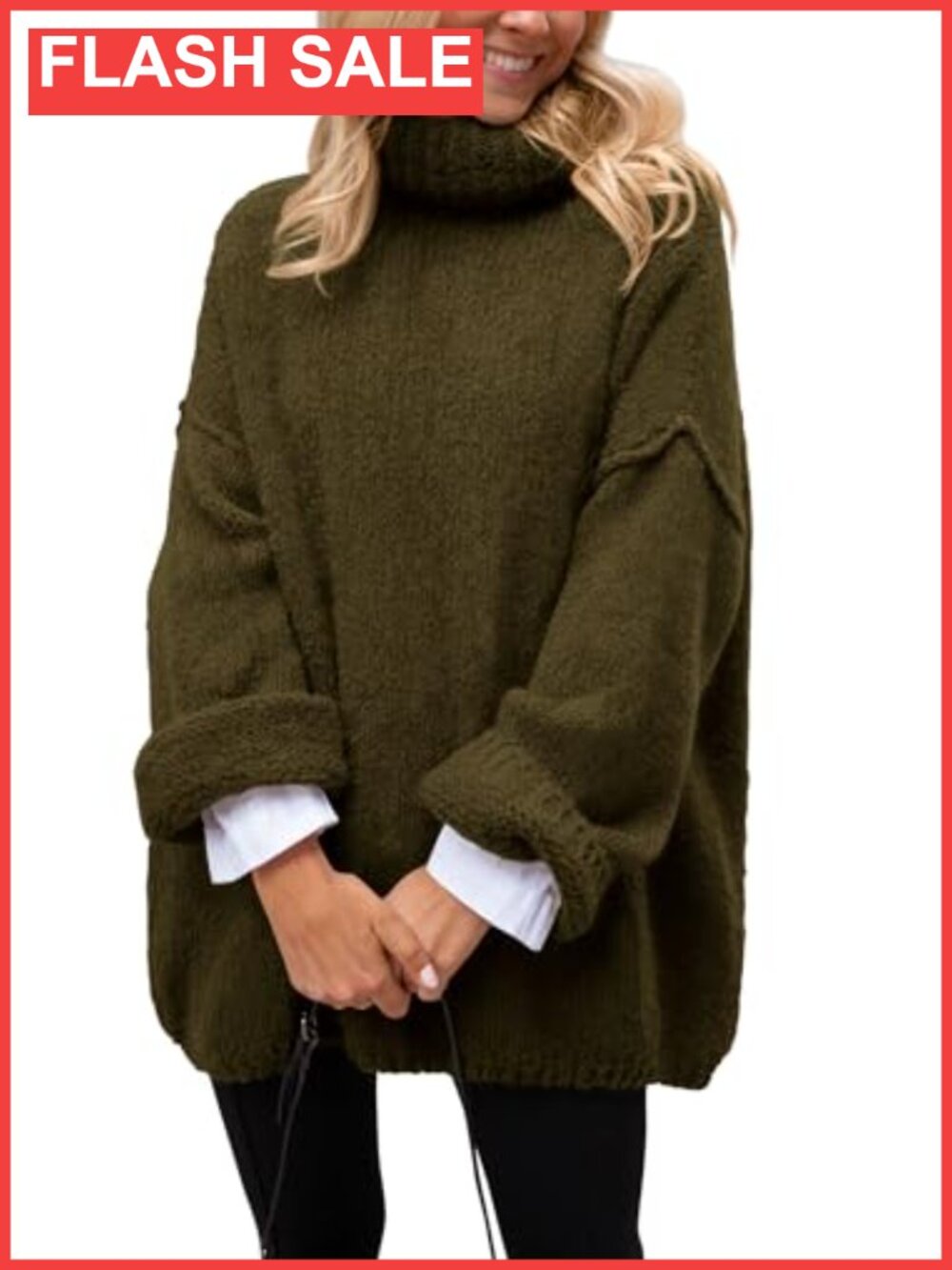 Women's Chunky Knit Oversized Turtleneck Pullover Sweater Cozy Fall
